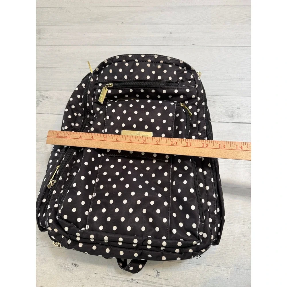 Jujube Be Right Back backpack diaper bag duchess print black and white polka dot